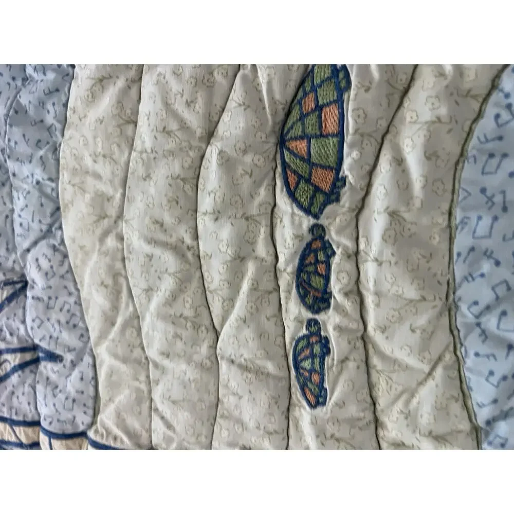 carter's john lennon Crib Baby comforter quilt Palm Tree Elephant Turtle 40x34”